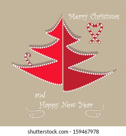 Christmas card with tree and candies