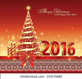 Christmas card with Christmas tree and candles in 2016.