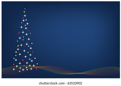 christmas card with tree  and copy-space, vector