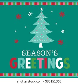 Christmas card with tree design vector
