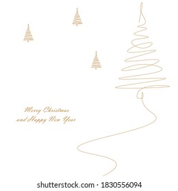 Tarjeta de Navidad con dibujo de árbol. Ilustración del vector