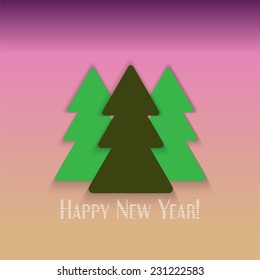 Christmas Card. Christmas tree. Flat design style. Made in vector