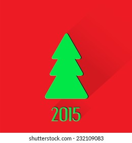 Christmas Card. Christmas tree. Flat design style. Made in vector