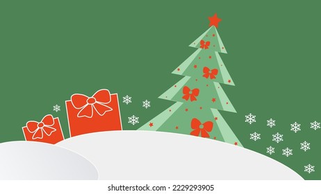Christmas card with Christmas tree and gifts