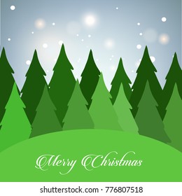 Christmas card with tree and glitters vector