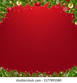 Christmas Card With Christmas Tree With Gradient Mesh, Vector Illustration