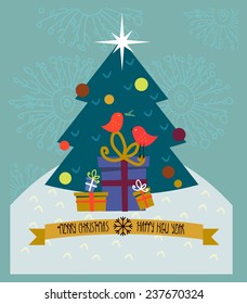 Christmas. Card. Christmas tree. Icon. vector