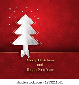 Christmas card with Christmas tree makes it look like paper cut.