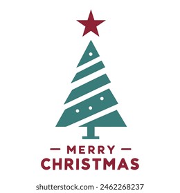 Tarjeta de Navidad con árbol de navidad, diseño minimalista, Vector