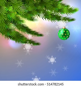 Christmas card Christmas tree on bright background.