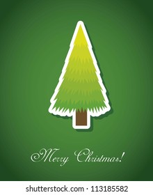 christmas card with tree over green background.vector illustration