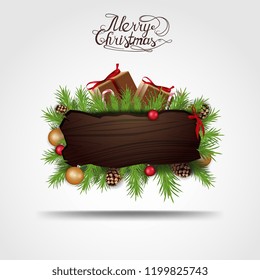 Christmas card with Christmas tree and presents 