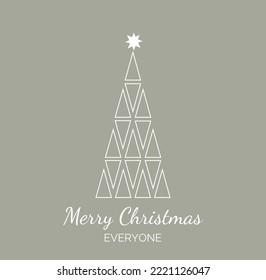 Christmas card with Christmas tree and shining star at the top