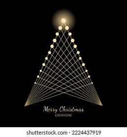 Christmas card with Christmas tree and shining star at the top