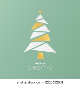 Christmas card with Christmas tree and shining star at the top