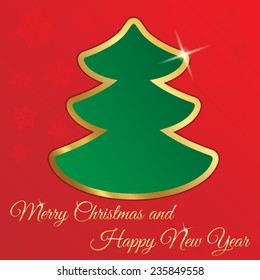 Christmas card with tree and snowflakes