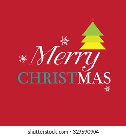 Christmas card with christmas tree, stars, and logo title. Editable vector design.