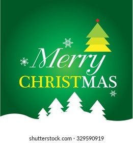 Christmas card with christmas tree, stars, and logo title. Editable vector design.
