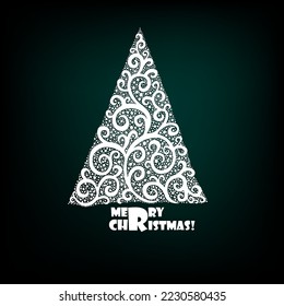 Tarjeta de Navidad. El árbol de Navidad gira. Ilustración vectorial. Ilustración vectorial