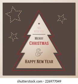 Christmas card with tree and text in a simple style.