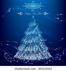 Christmas card with Christmas tree and text, vector