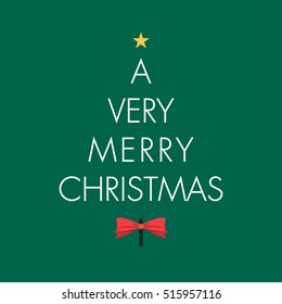 Christmas card with christmas tree type title. Green background. Editable vector design.