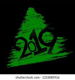 Christmas card with a Christmas tree. Vector