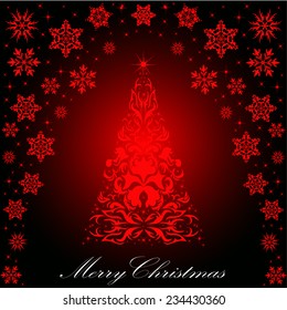 Christmas card with a Christmas tree . vector