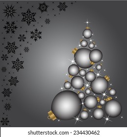 Christmas card with a Christmas tree . vector