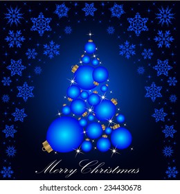Christmas card with a Christmas tree . vector