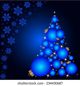 Christmas card with a Christmas tree . vector