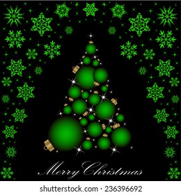 Christmas card with a Christmas tree. vector