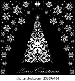 Christmas card with a Christmas tree. vector