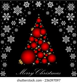 Christmas card with a Christmas tree. vector