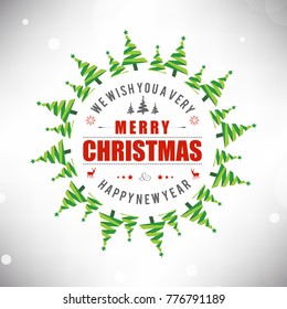 Christmas card with tree vector