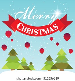 Christmas card with Christmas tree vector design.