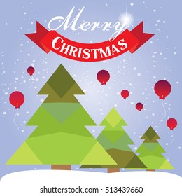 Christmas card with Christmas tree vector design.