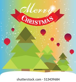 Christmas card with Christmas tree vector design.