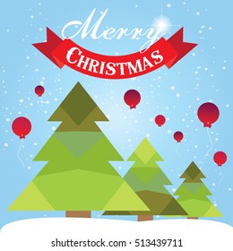 Christmas card with Christmas tree vector design.