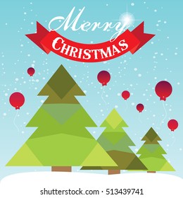 Christmas card with Christmas tree vector design.