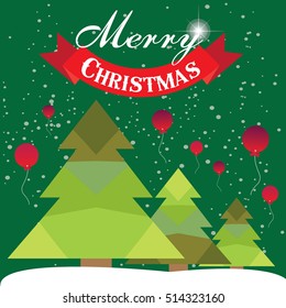 Christmas card with Christmas tree vector design.
