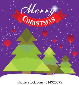 Christmas card with Christmas tree vector design.
