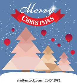Christmas card with Christmas tree vector design.