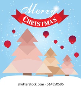 Christmas card with Christmas tree vector design.