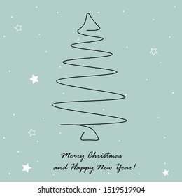 Christmas card with tree, vector illustration