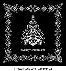 Christmas card. Christmas tree. Vector Illustration 