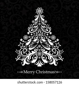 Christmas card. Christmas tree. Vector Illustration