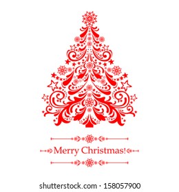 Christmas card. Christmas tree. Vector Illustration