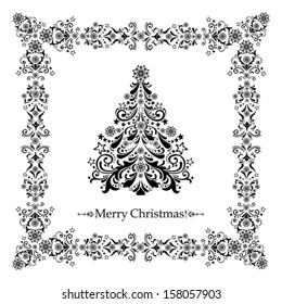 Christmas card. Christmas tree. Vector Illustration 