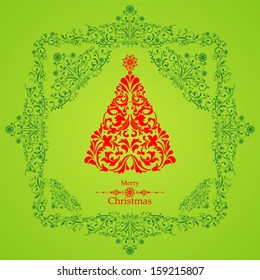 Christmas card. Christmas tree. Vector Illustration 